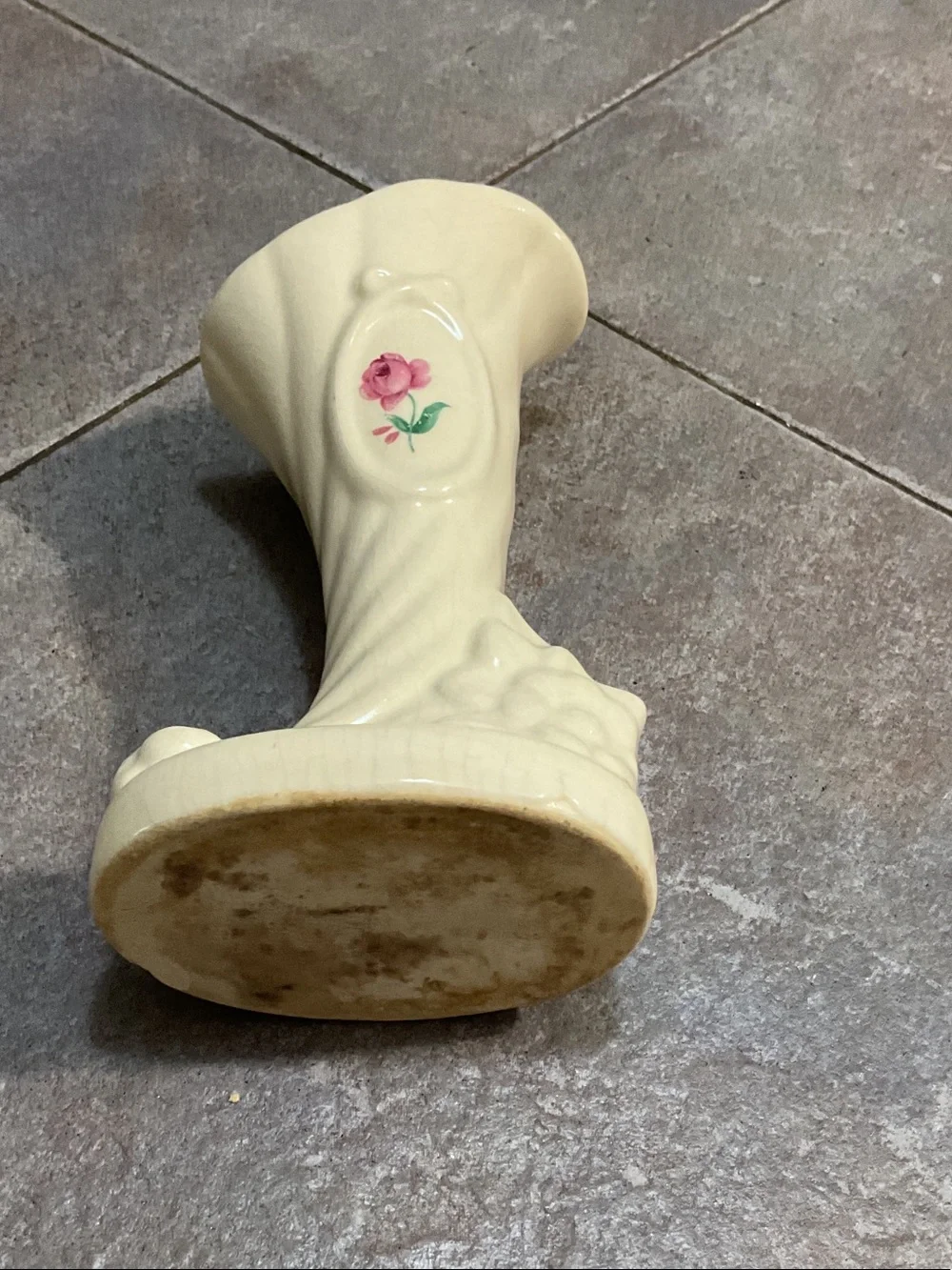 Cream Ceramic Rose Accent Vase - Decorative Home Accent